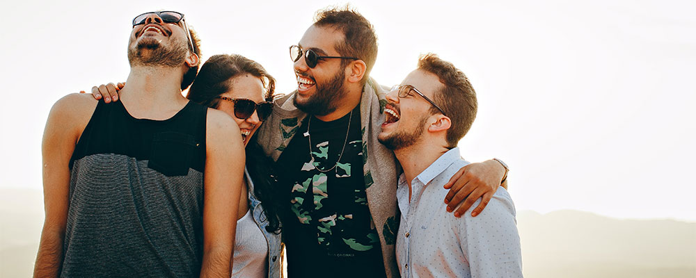 group of friends laughing together
